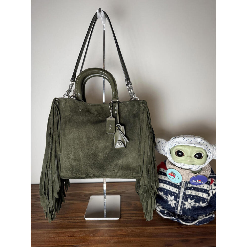 RARE NWT Coach 1941 Cervo Suede Fringe Rogue 31 Bag - Fern Green - Picture 15 of 15